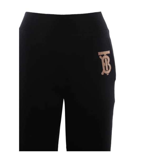 Burberry TB Monogram Cashmere Black Sweat Track pants SZ M NWT - Picture 7 of 12